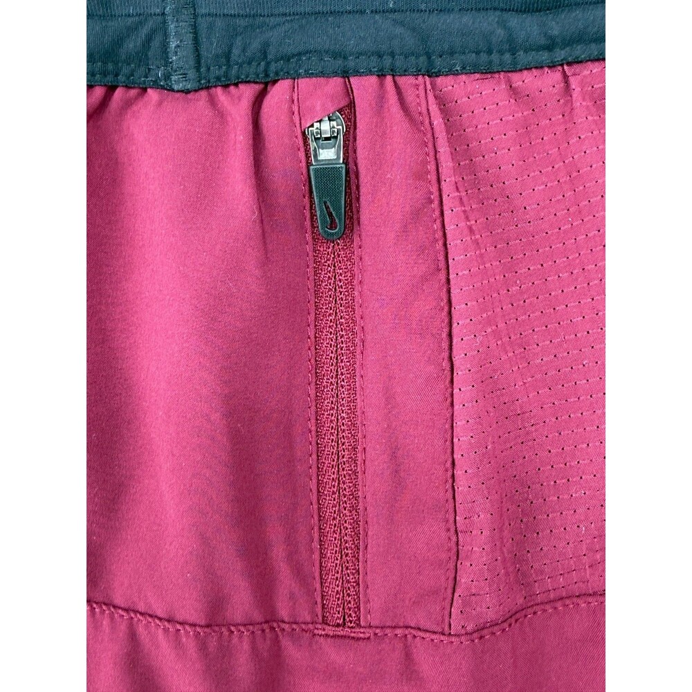 Nike Running Shorts XXL Maroon Black Dri-Fit Lined Drawstring Pocket Reflective - Picture 6 of 11